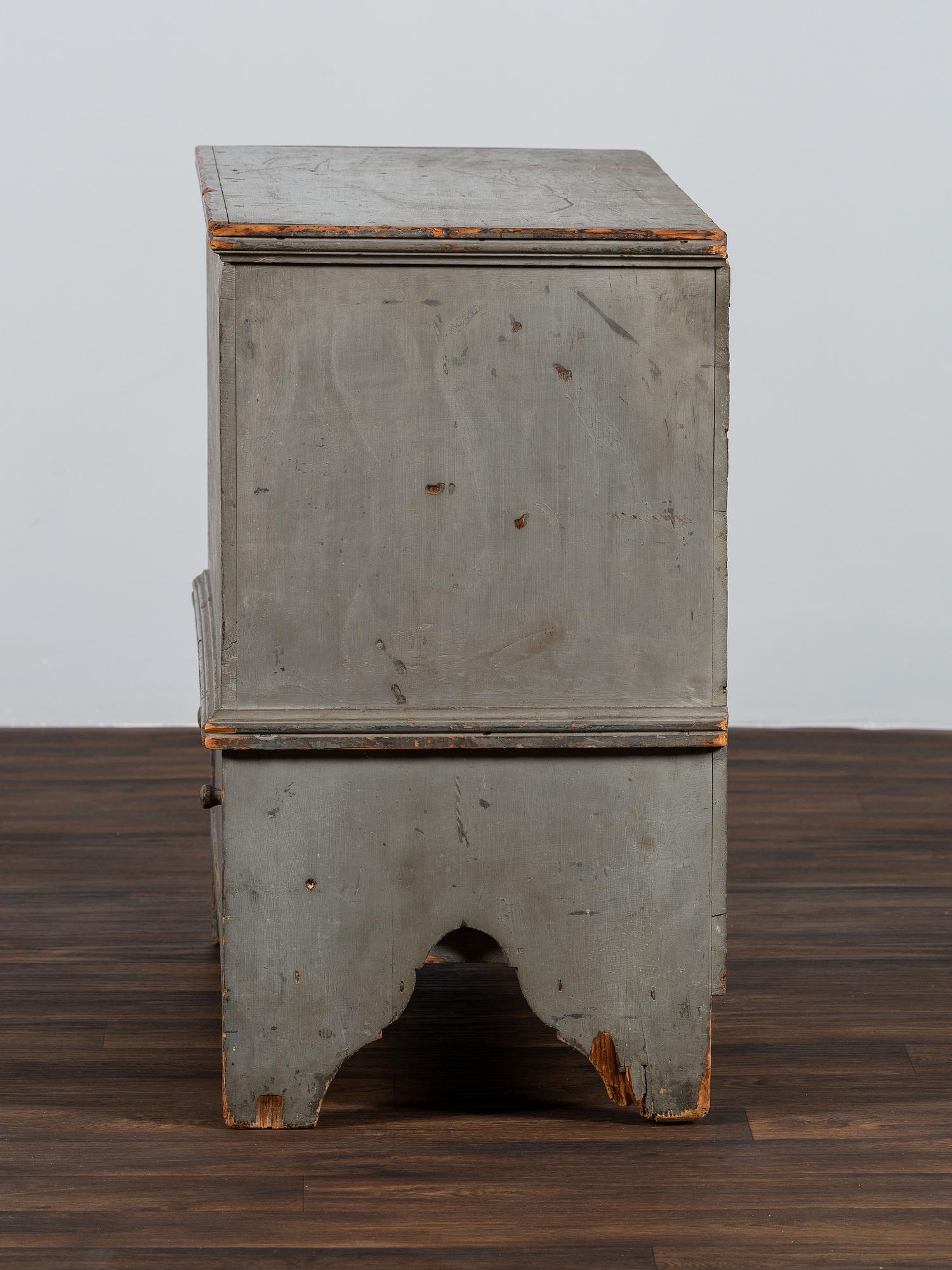 A Queen Anne Gray Painted One-Drawer Blanket Chest