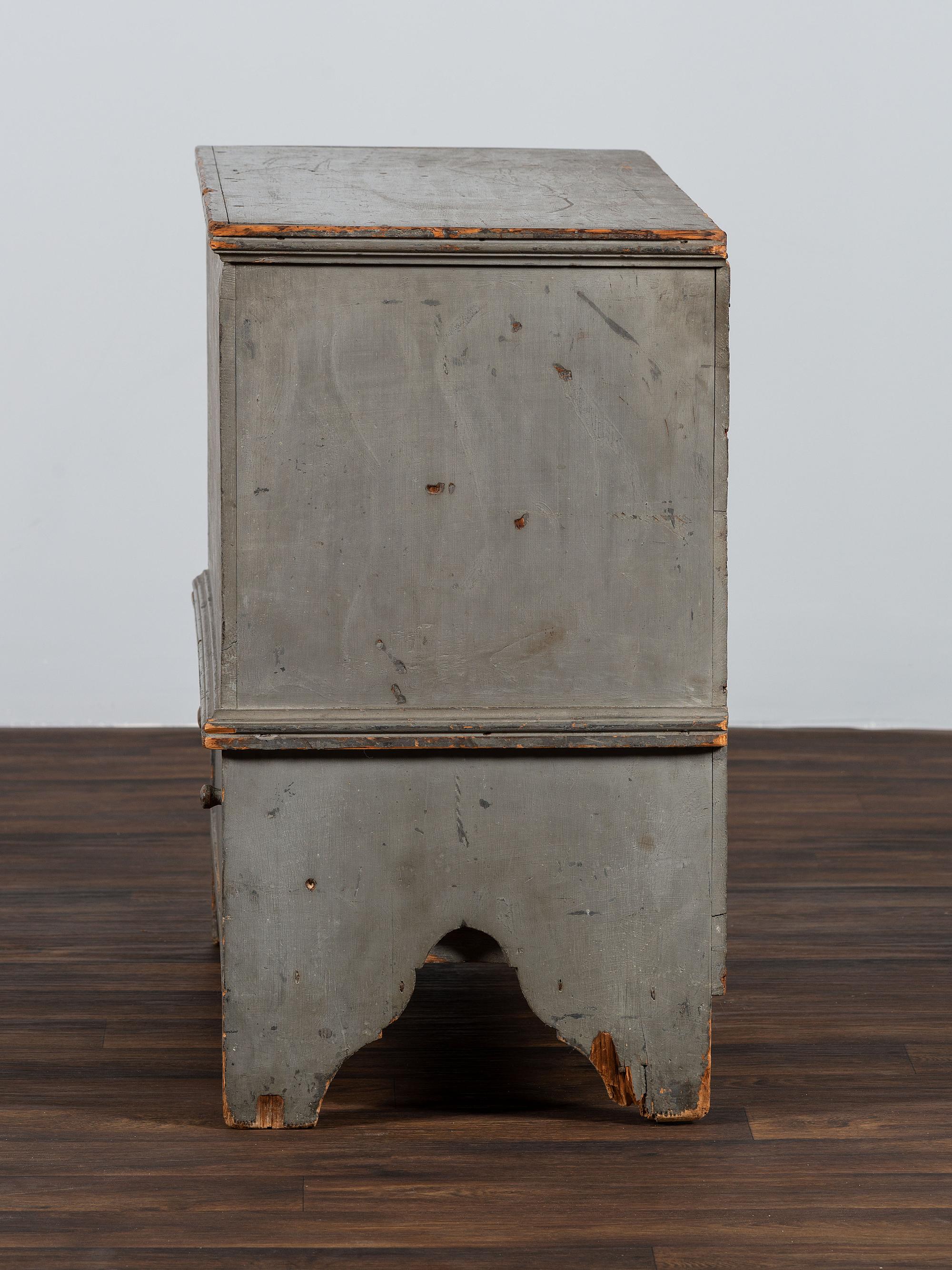 A Queen Anne Gray Painted One-Drawer Blanket Chest