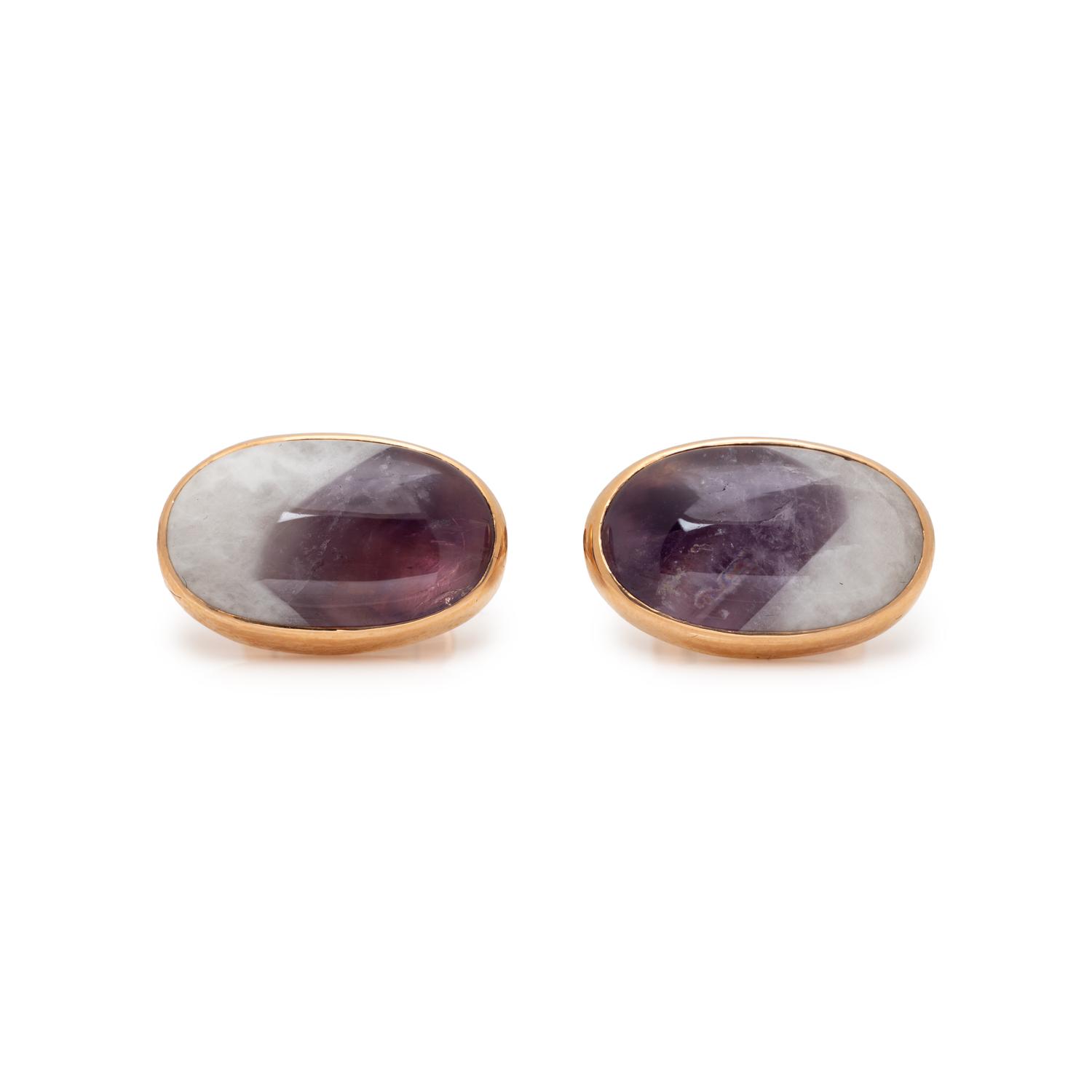 AMETHYST AND ROSE GOLD CUFFLINKS