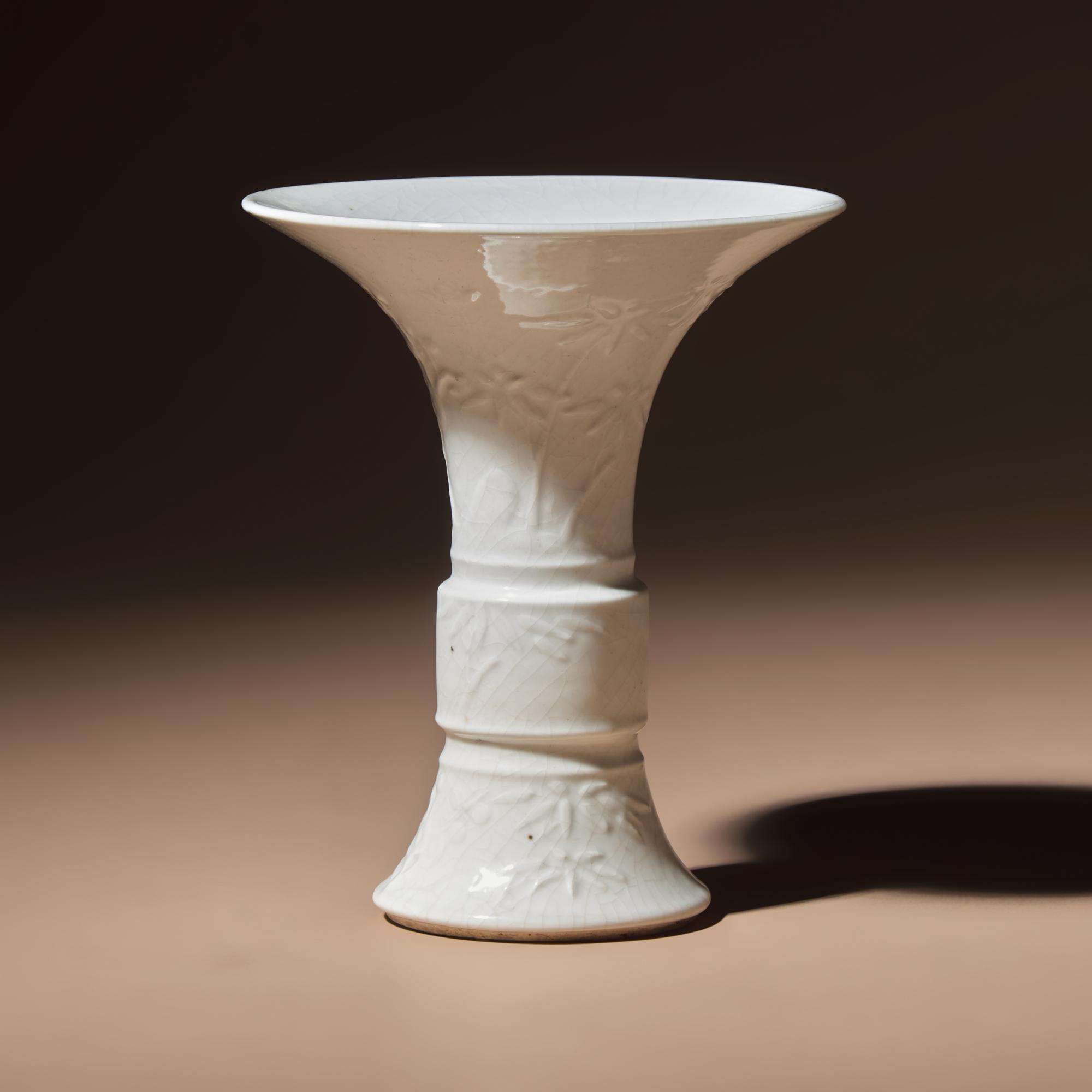 Three Chinese White Glazed Porcelain Vases, Mid Qing Dynasty — 清中期 德化白瓷瓶三件