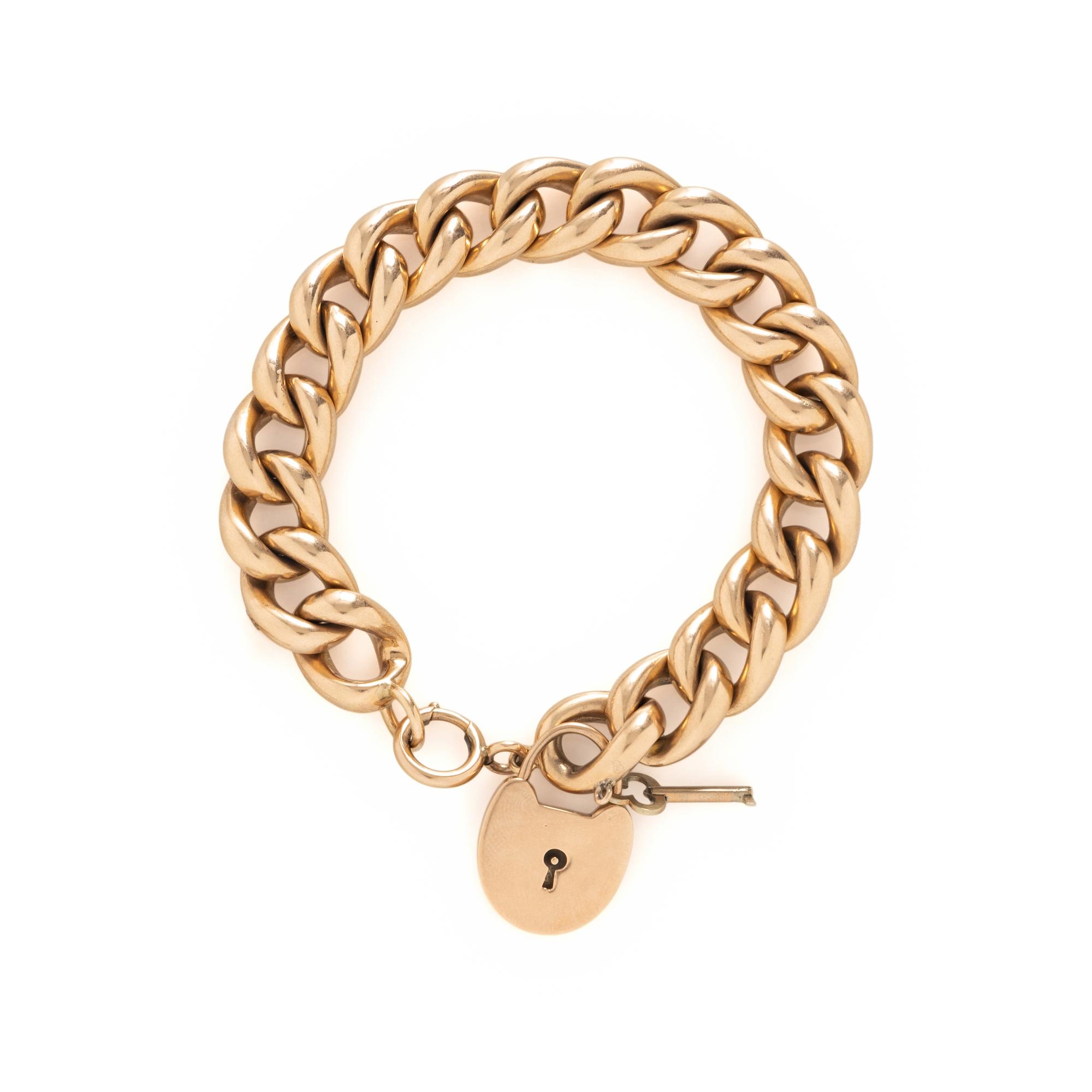 YELLOW GOLD BRACELET WITH LOCK AND KEY CHARM
