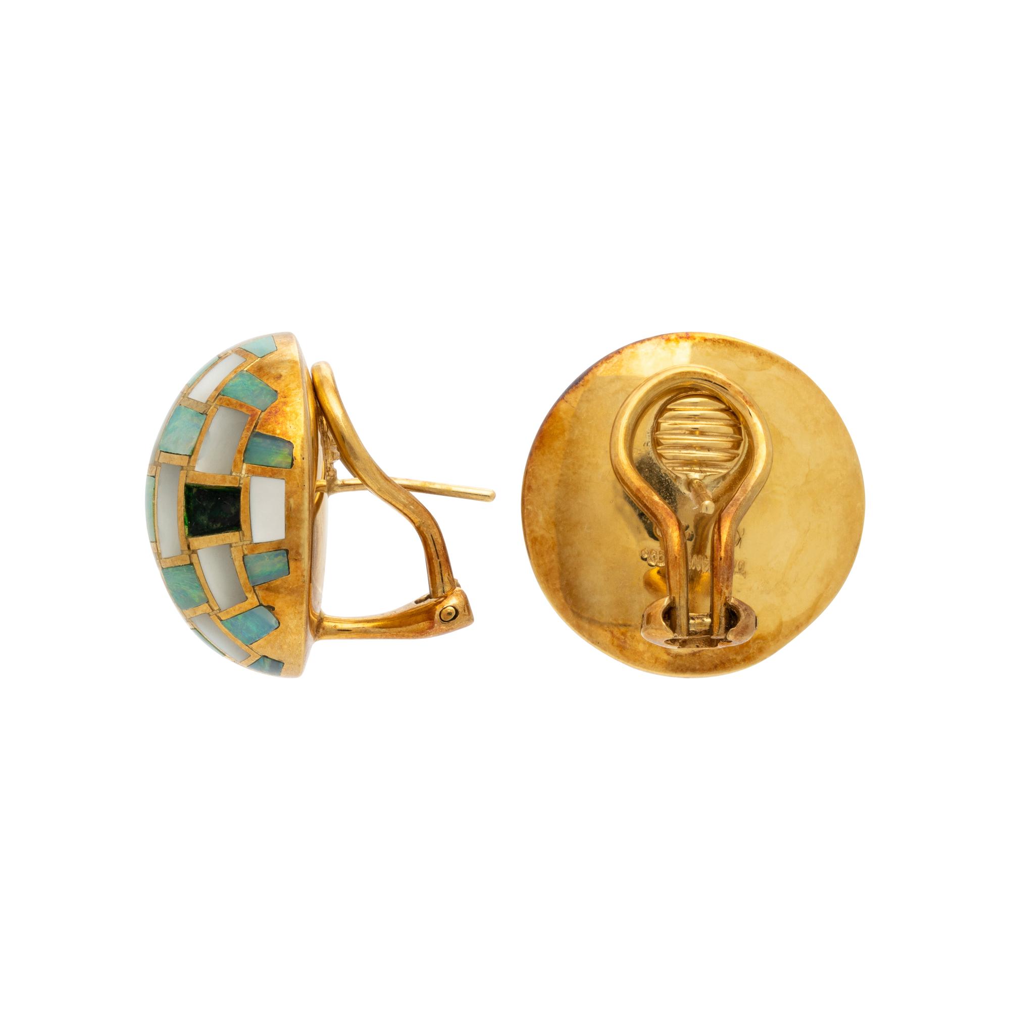 Tiffany & Co., Opal, Mother-of-Pearl, and Yellow Gold Earrings