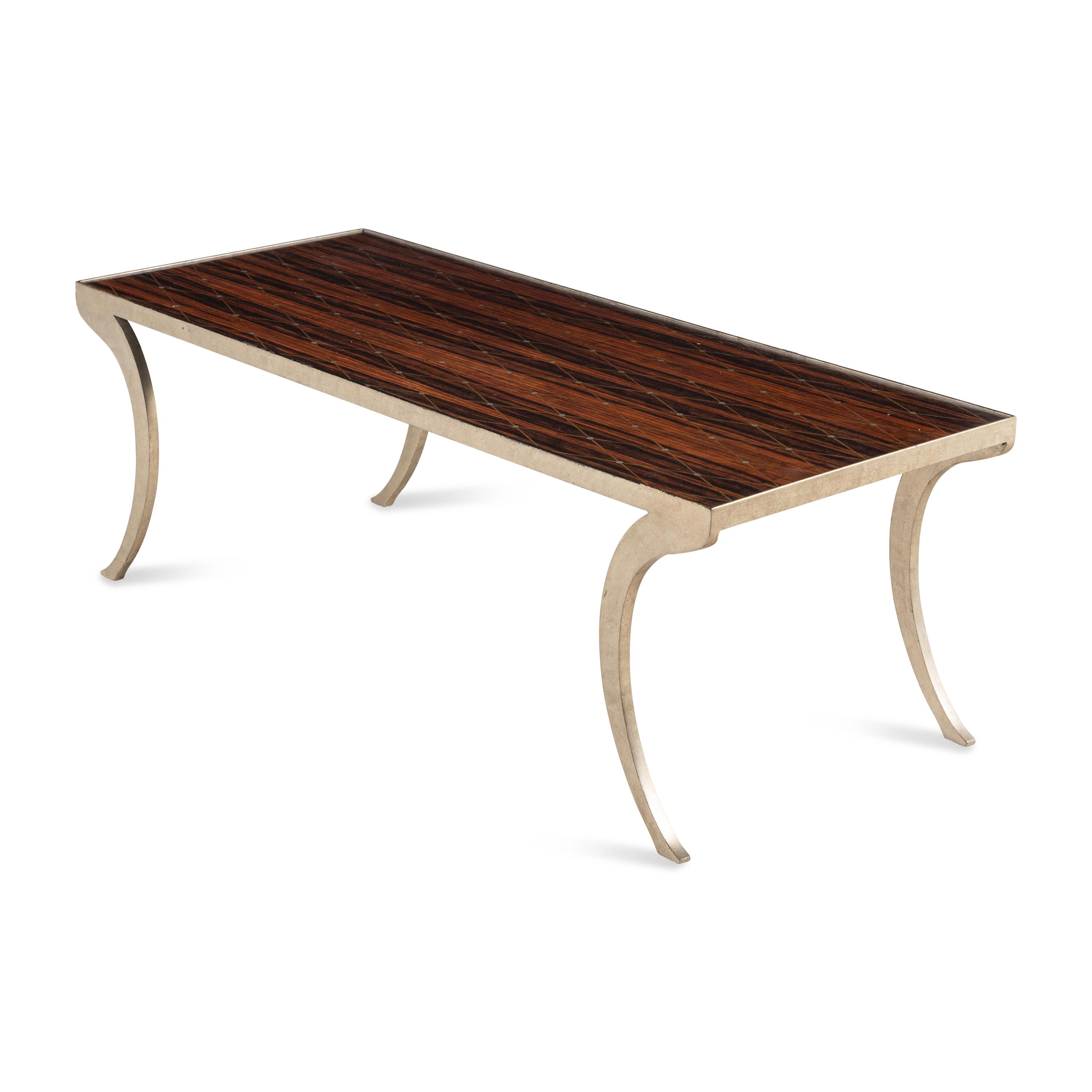 A Dessin Fournir Brass Inlaid Rosewood Coffee Table