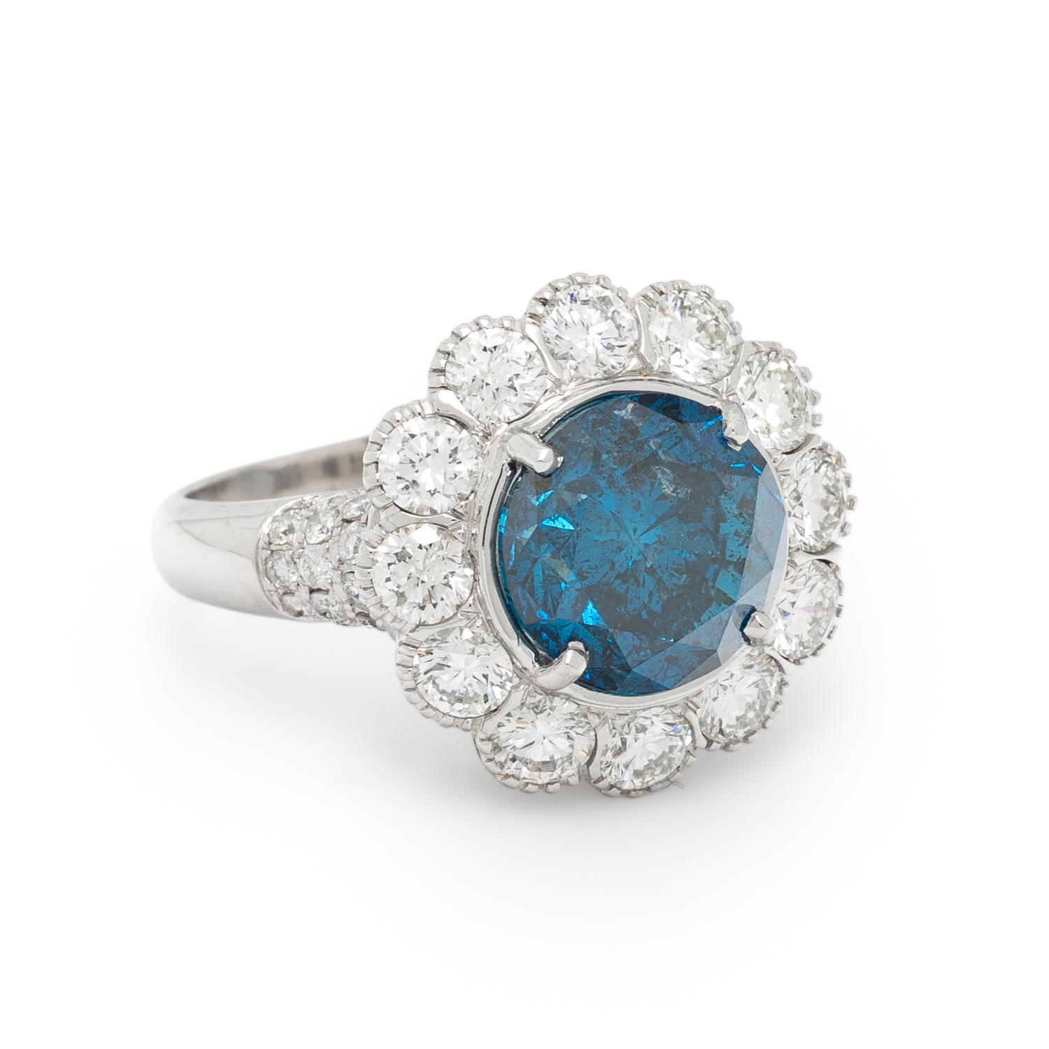 TREATED BLUE DIAMOND AND DIAMOND RING