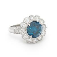 TREATED BLUE DIAMOND AND DIAMOND RING