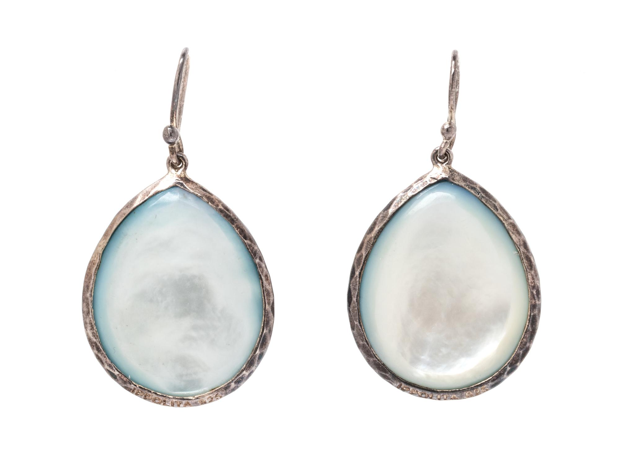 A Pair of Sterling Silver, Blue Topaz and Mother-of-Pearl Earrings, Ippolita, 8.15 dwts.