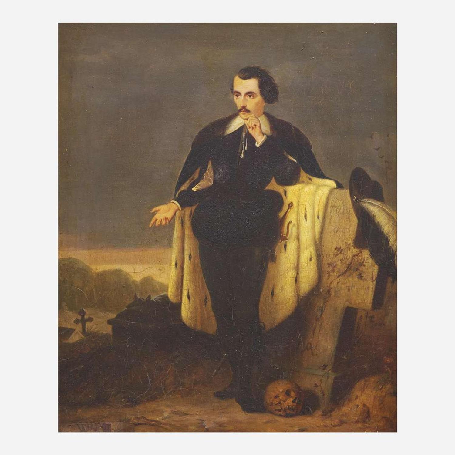 Continental / American School 19th century A Portrait of the Actor Charles Kean (1811-1868) as Hamlet