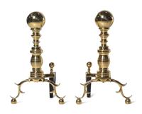 A Pair of Brass Andirons