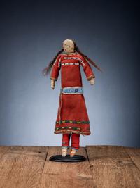 Sioux Doll, with Red Trade Wool Dress