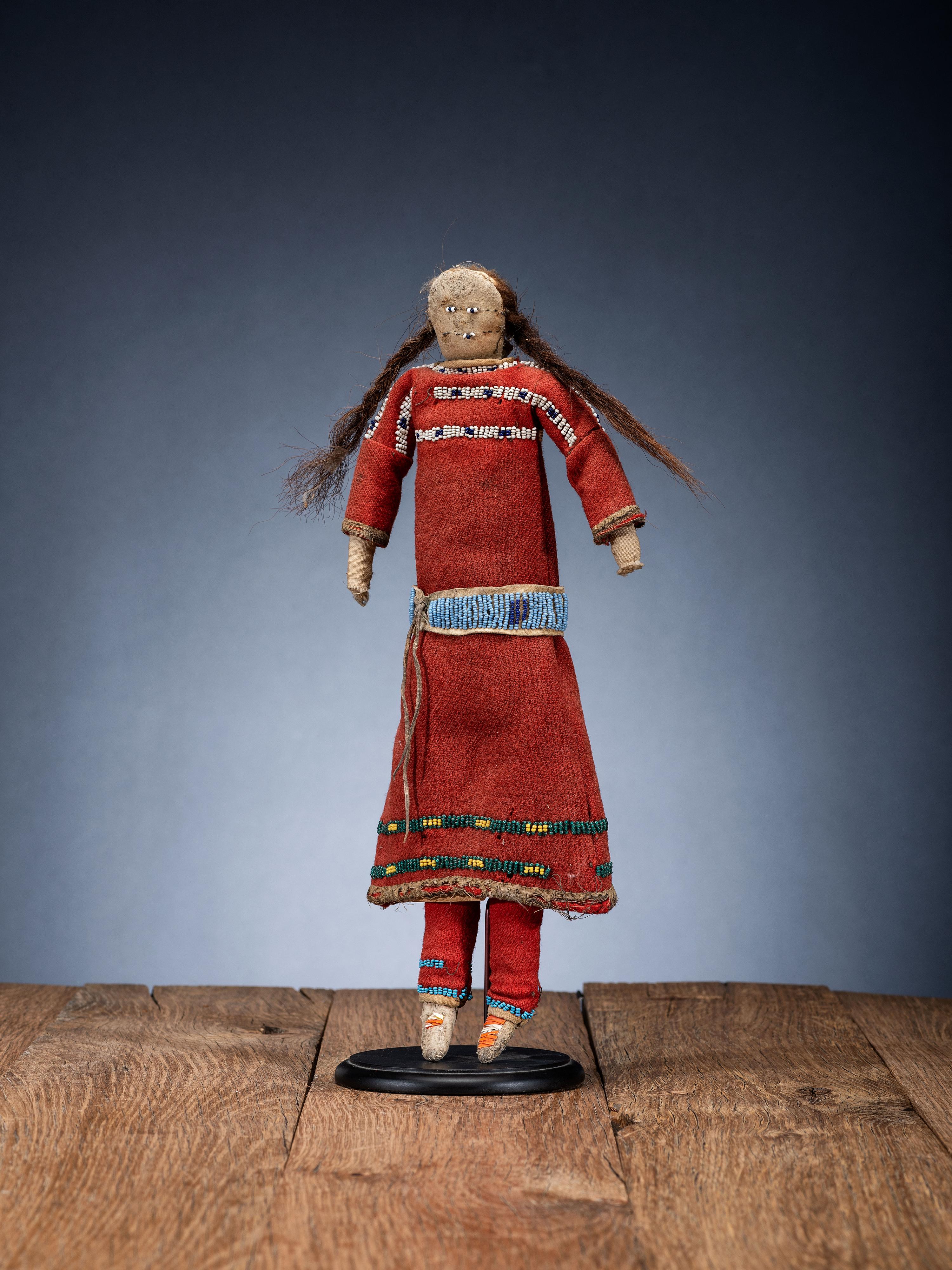 Sioux Doll, with Red Trade Wool Dress