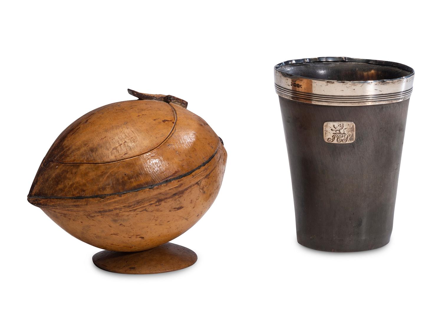 Five Silver Mounted Coconut Wares
