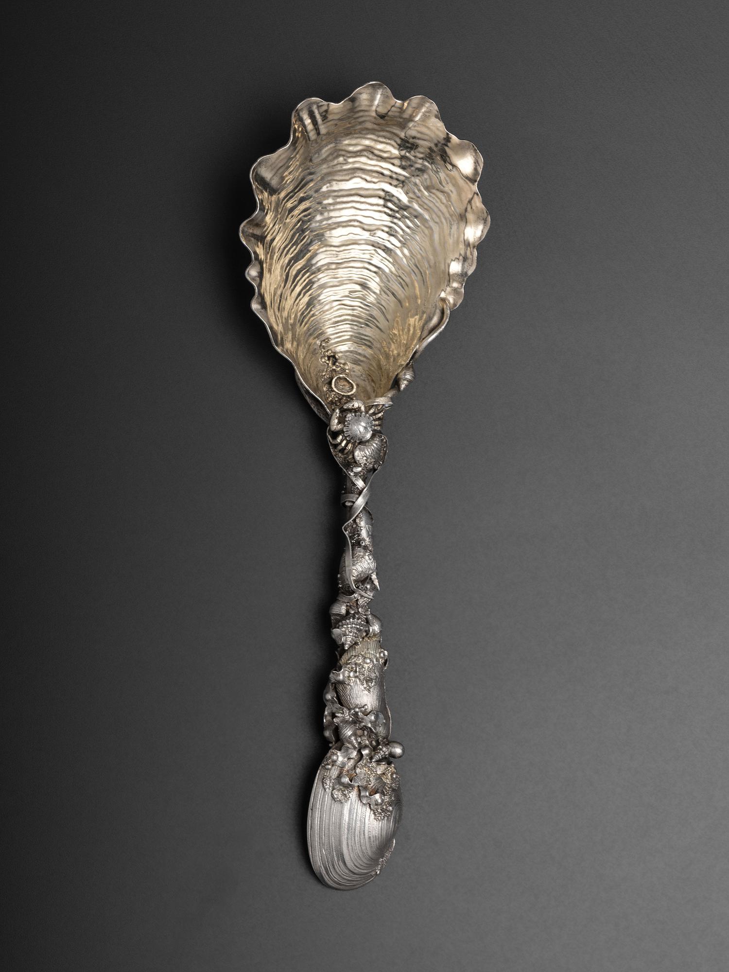 An American Parcel Gilt Silver Serving Spoon