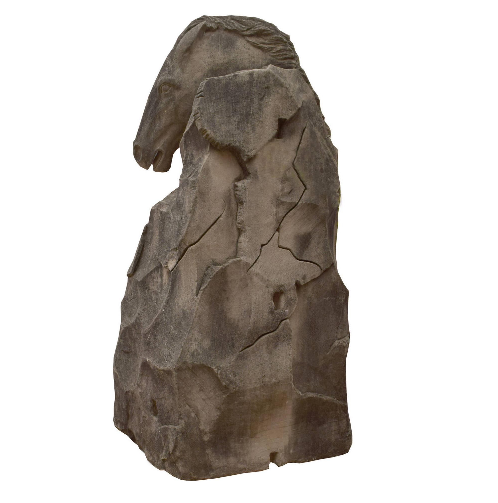 A Pair of Carved Limestone Horses 42" W x 47" D x 98" H — United States, Circa 1920
