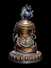 A Gilt Decorated Robin's Egg Glazed Porcelain Figure of Guanyin