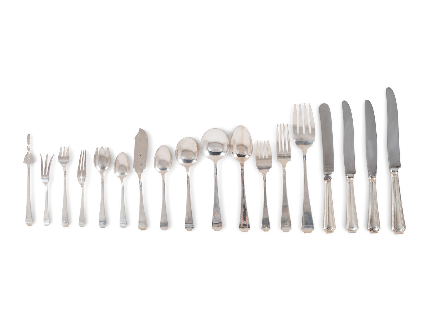 An Assembled Gorham and Durgin Silver Flatware Service