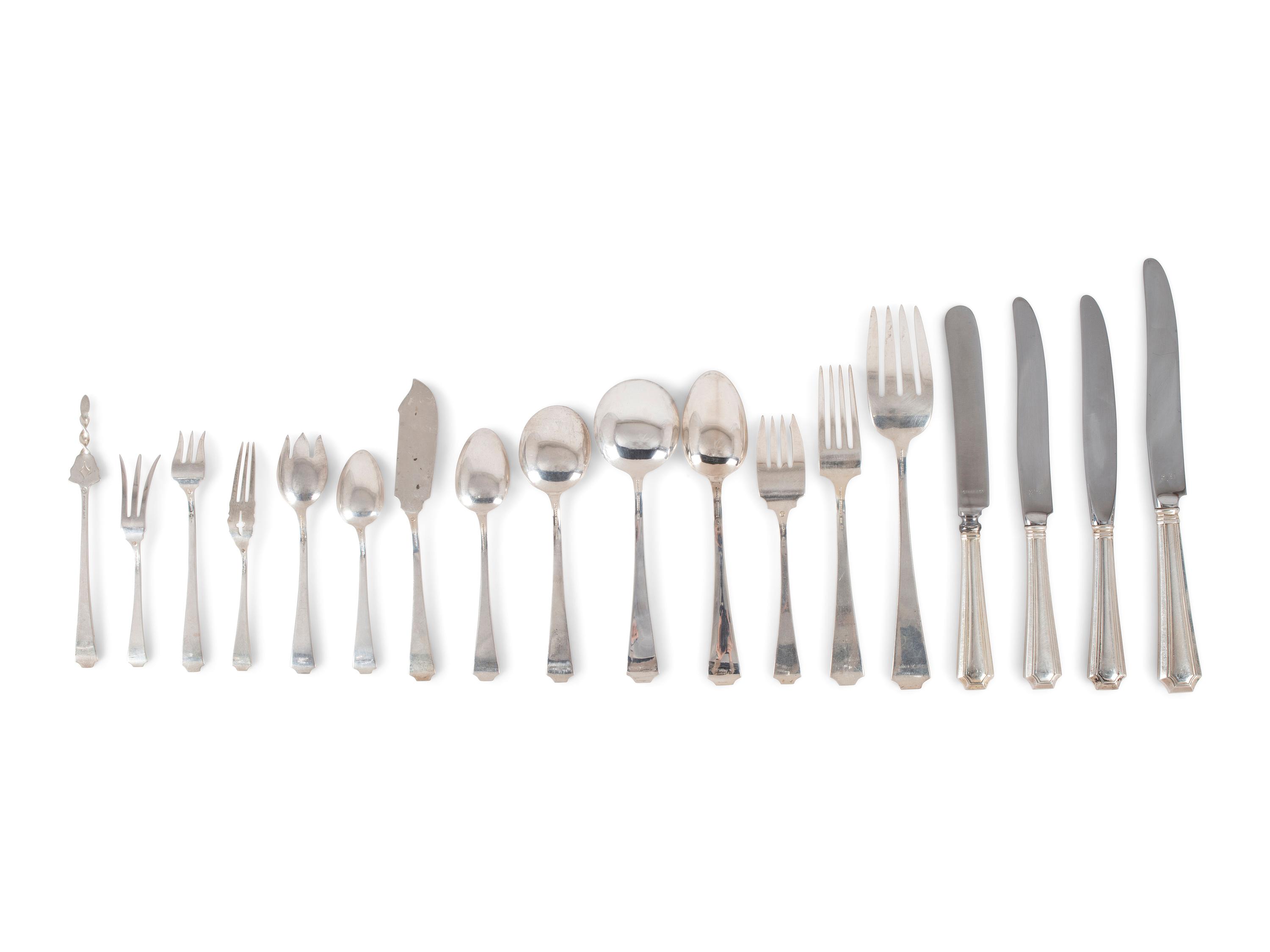 An Assembled Gorham and Durgin Silver Flatware Service