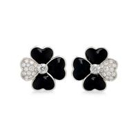 VAN CLEEF & ARPELS, DIAMOND, ONYX, AND WHITE GOLD 'COSMOS' CLIP EARRINGS