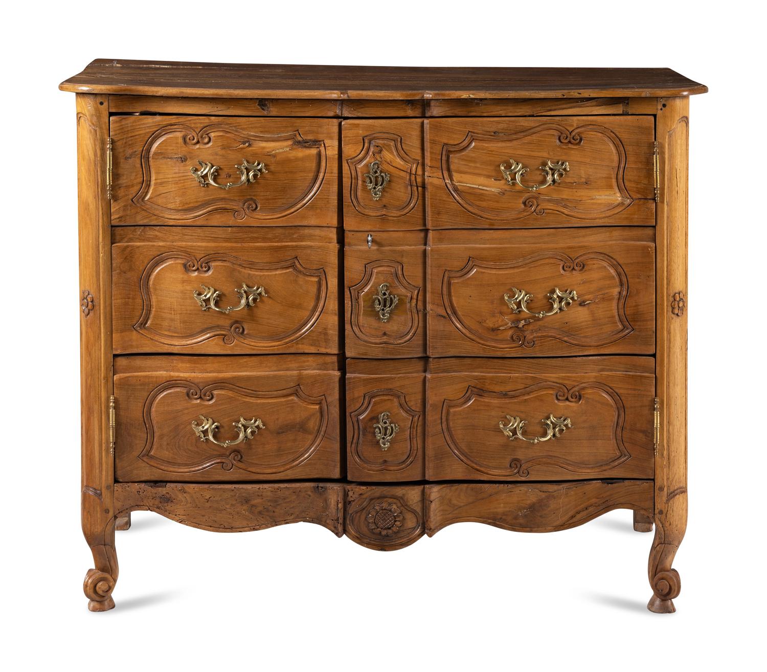 A Louis XV Provincial Walnut Commode Cabinet