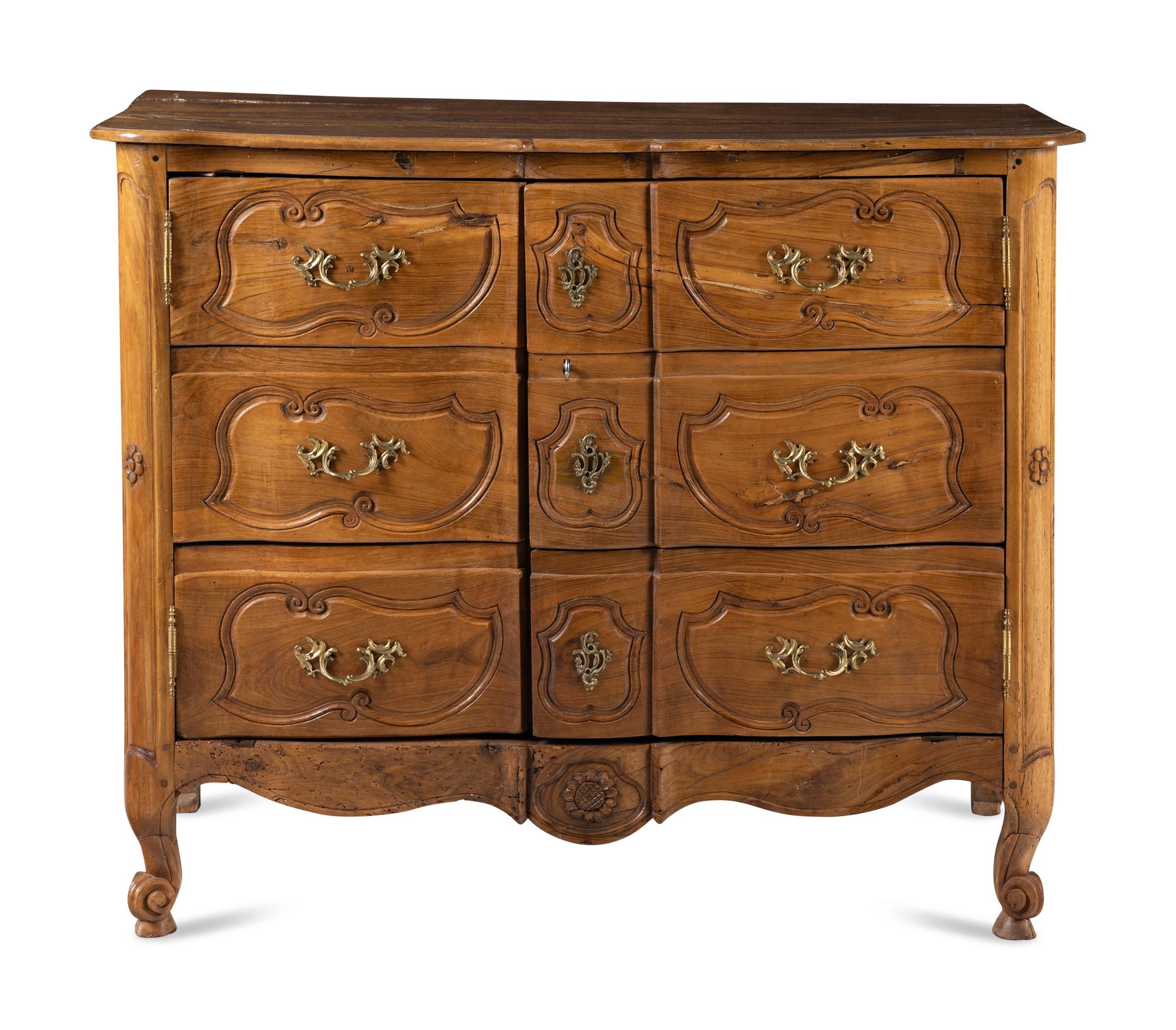 A Louis XV Provincial Walnut Commode Cabinet