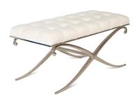 A Contemporary Curule-Form Chrome and Upholstered Bench — 20TH CENTURY