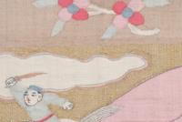Four Cream Ground Kesi Woven and Painted Silk Panels
