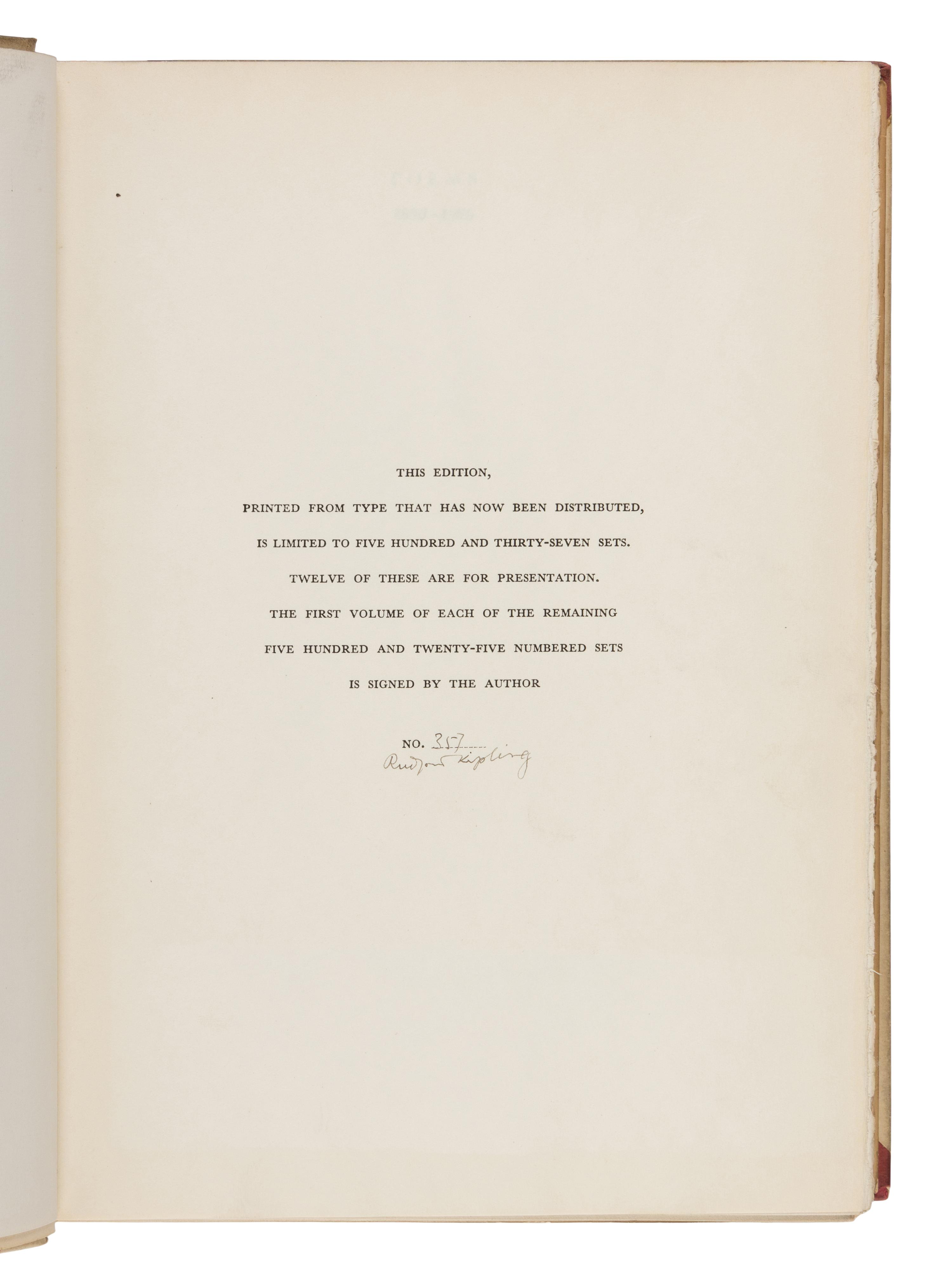 [Literature] Kipling, Rudyard. Poems 1886-1929, signed