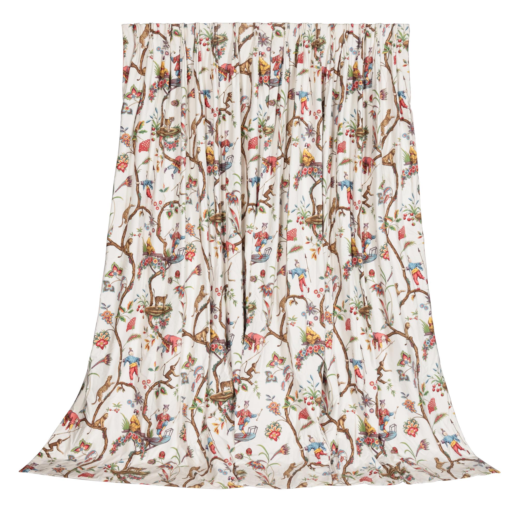 Five Pairs of Scalamandré Chinoise Exotique Curtains