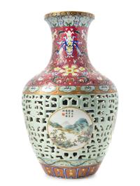 A Famille Rose Porcelain Vase POSSIBLY EARLY 20TH CENTURY Height 16 inches. — POSSIBLY EARLY 20TH CENTURY
