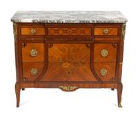 A Louis XV/XVI Style Transitional Marble Top Commode — EARLY 20TH CENTURY