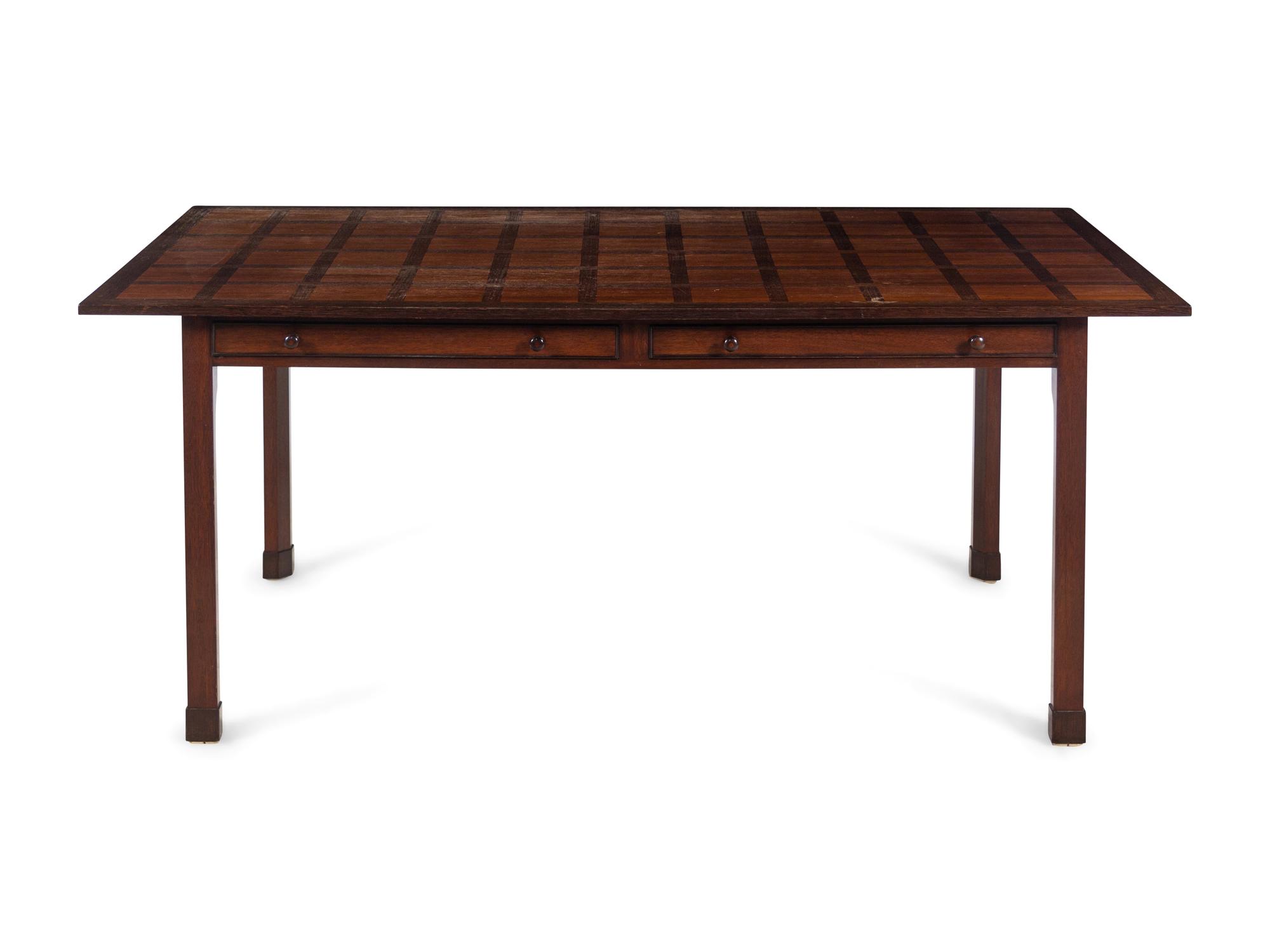 A Contemporary Parquet-Decorated Oak Desk