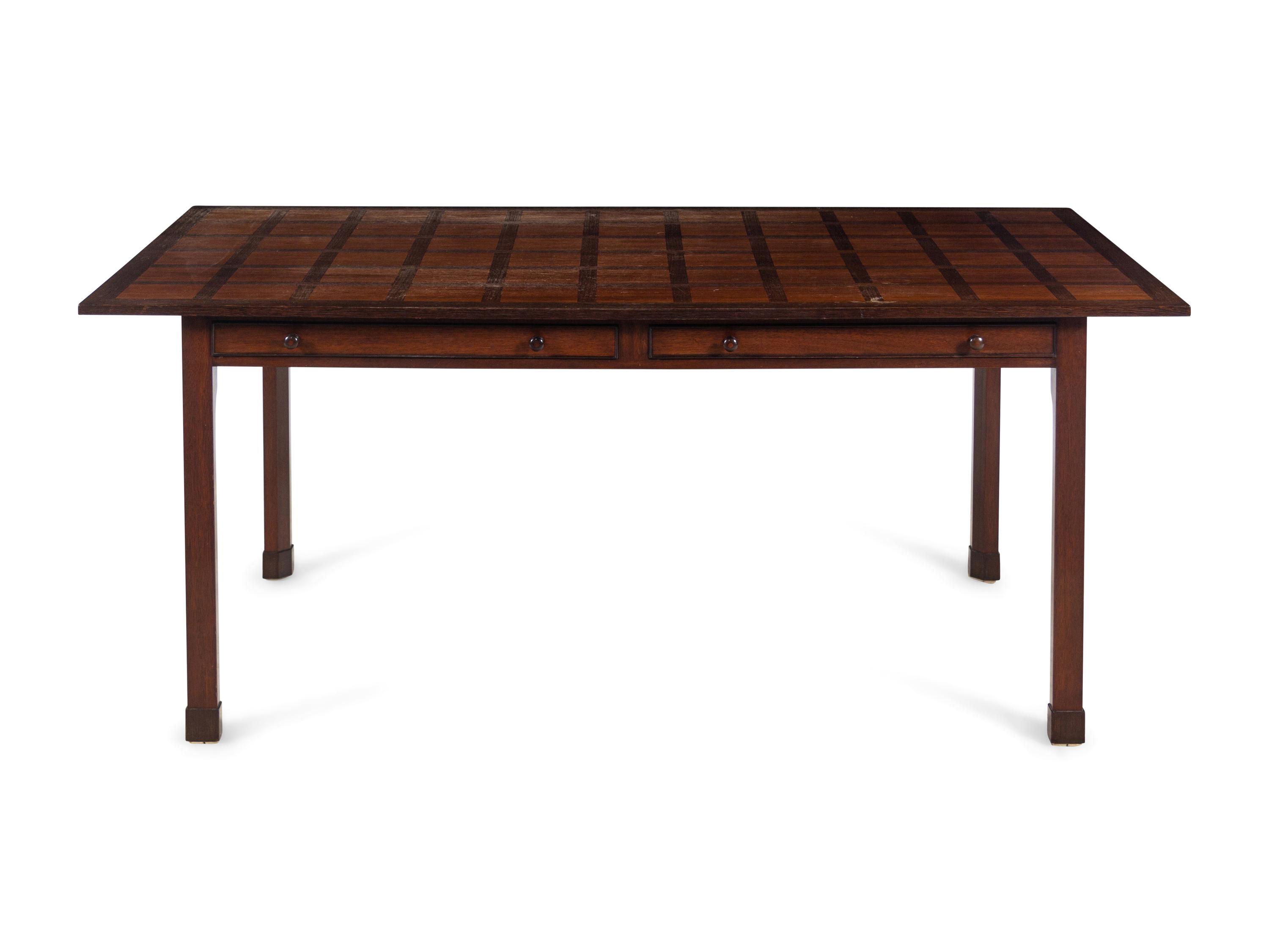 A Contemporary Parquet-Decorated Oak Desk