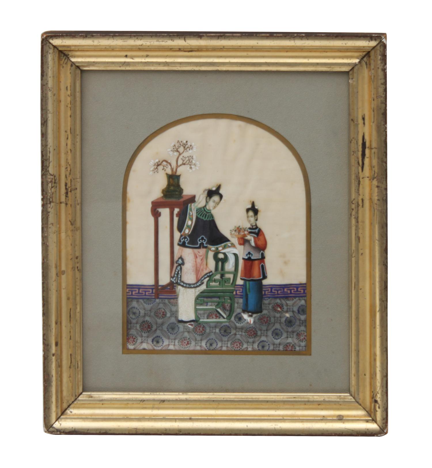 Two Chinese Paintings on Pith Height 16 x width 14 inches