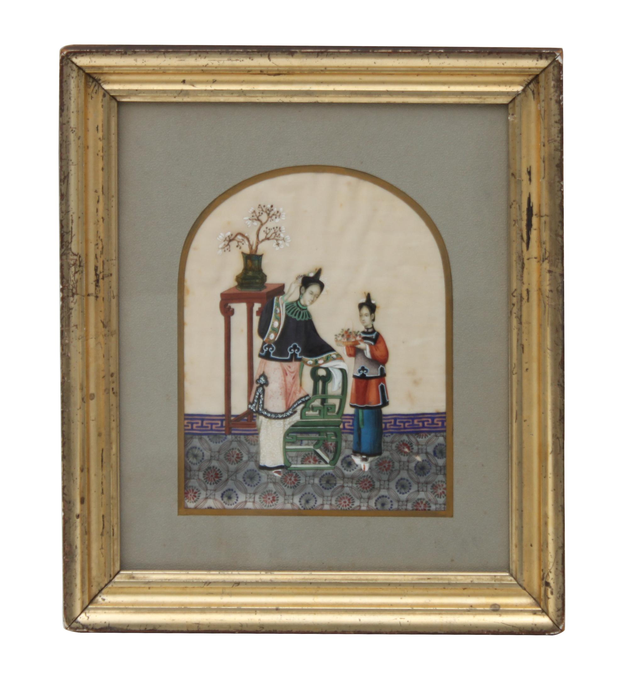 Two Chinese Paintings on Pith Height 16 x width 14 inches