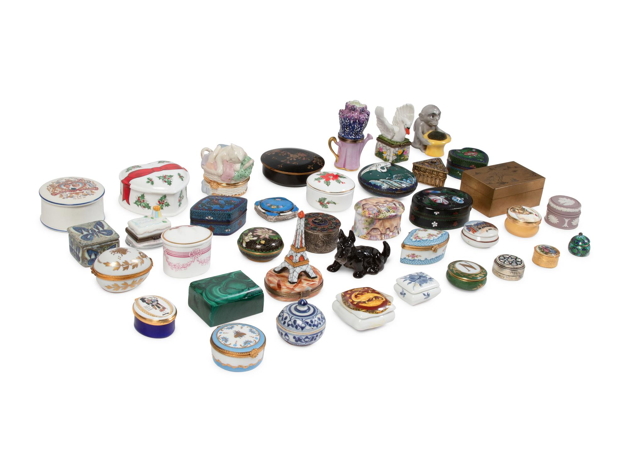 A Collection of Porcelain and Enamel Small Boxes