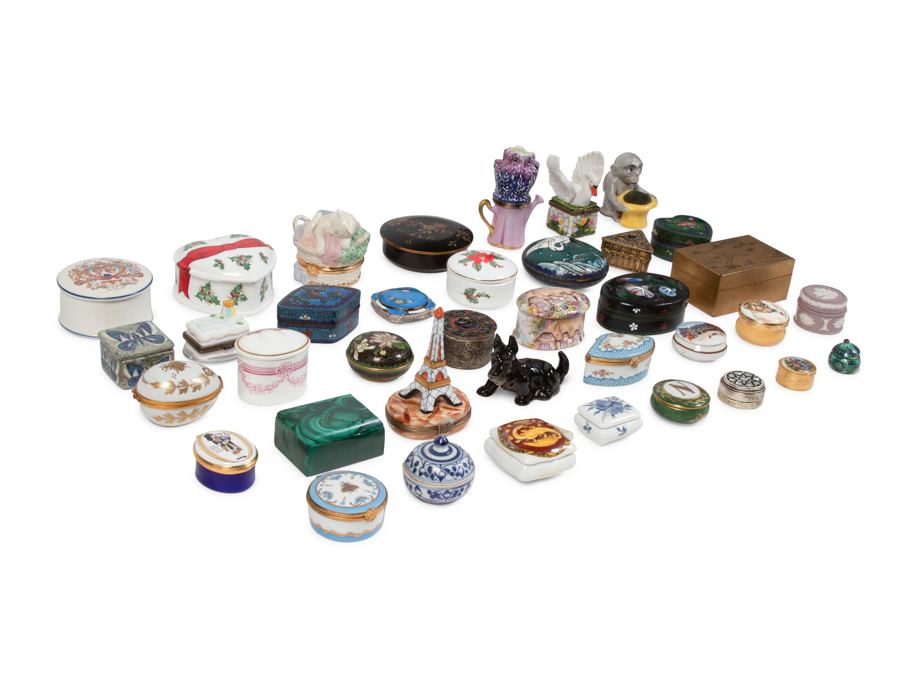 A Collection of Porcelain and Enamel Small Boxes