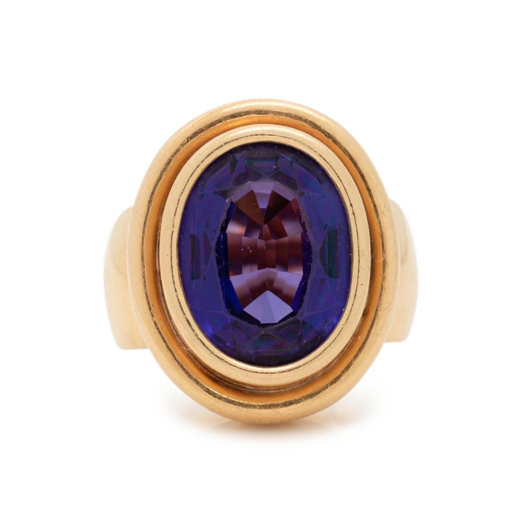 YELLOW GOLD AND TANZANITE RING