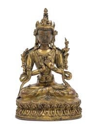 A Tibetan Gilt Bronze Seated Figure of Maitreya