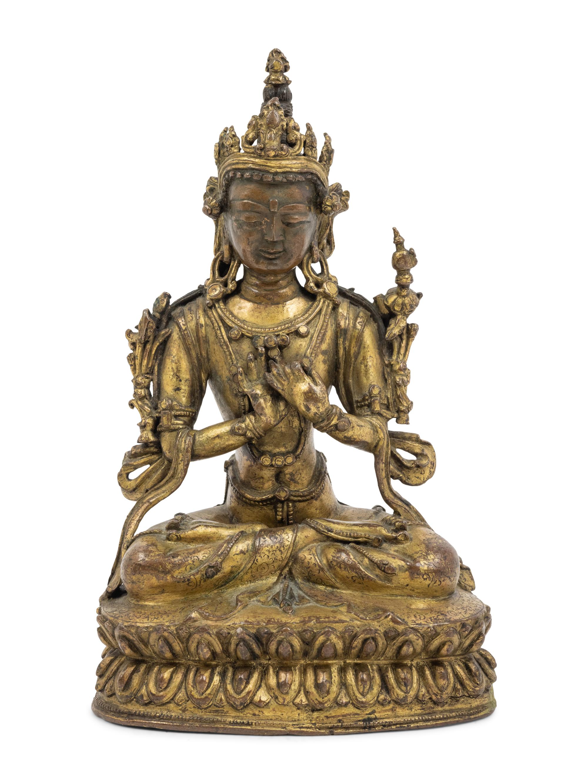 A Tibetan Gilt Bronze Seated Figure of Maitreya