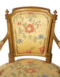 A Set of Four Louis XVI Style Giltwood Armchairs with Scalamandré Upholstery — CIRCA 1900