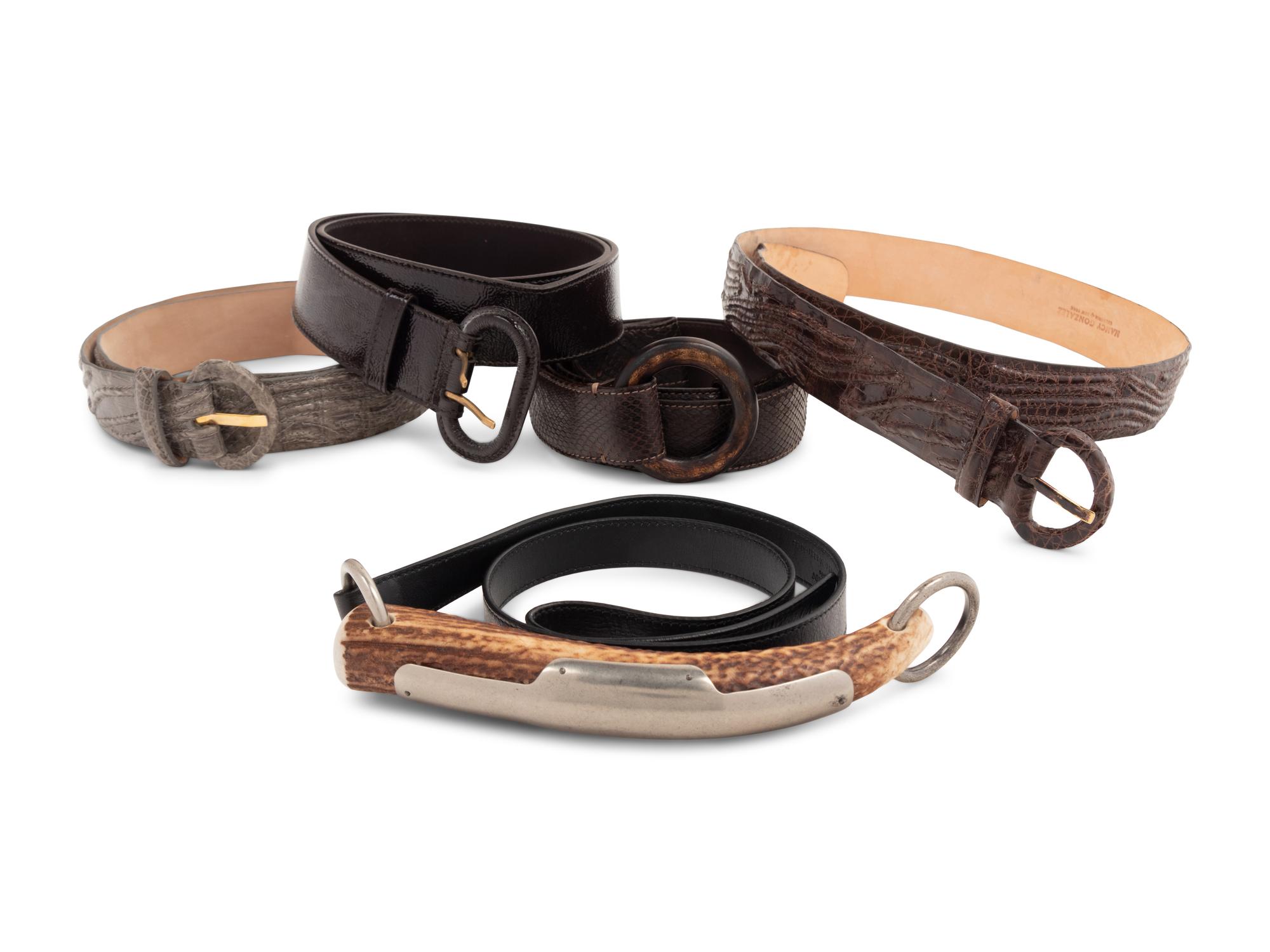 Five Belts: Two Yves Saint Laurent, Two Nancy Gonzales, One Loro Piana