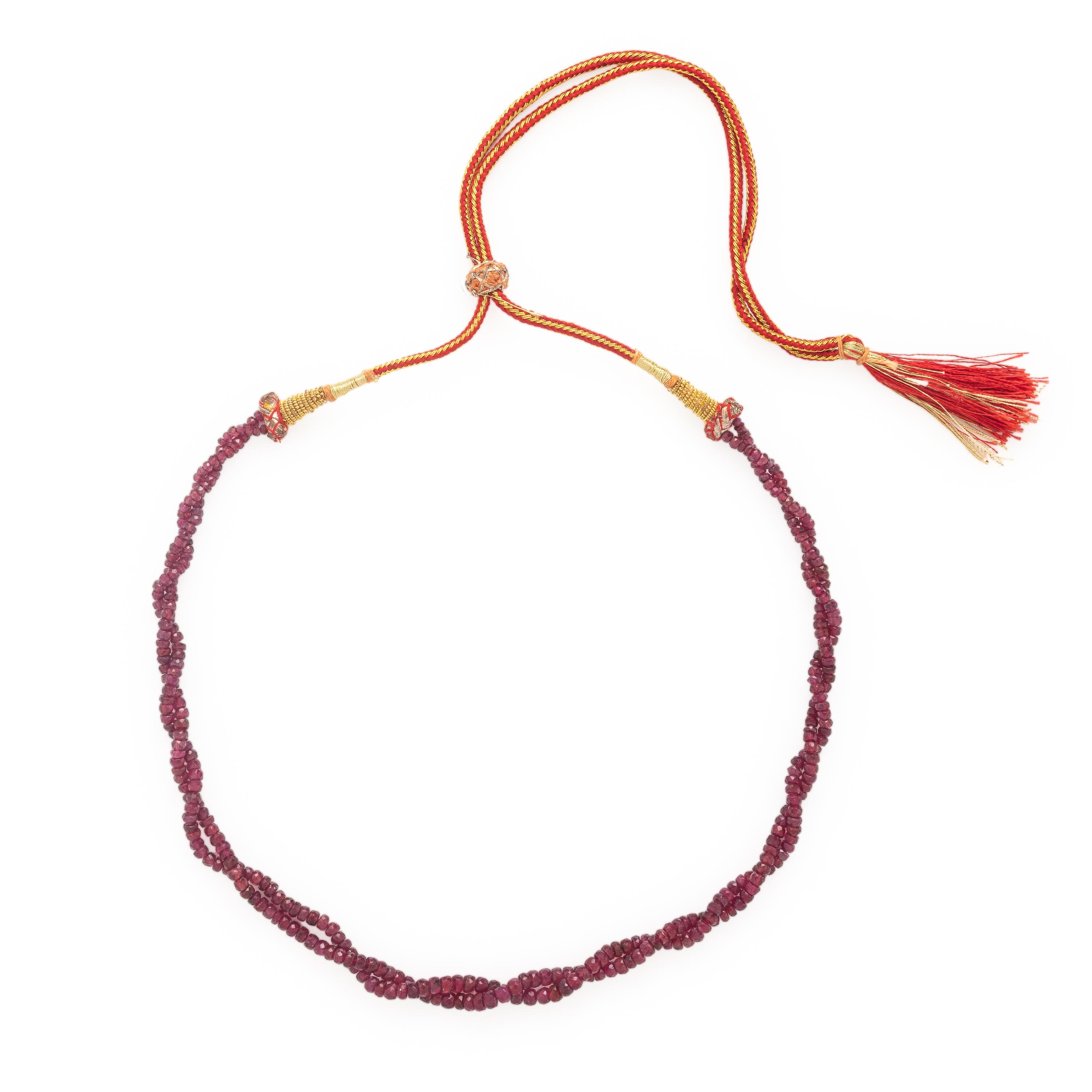 Mughal-Style Composite Ruby Bead Slide Necklace