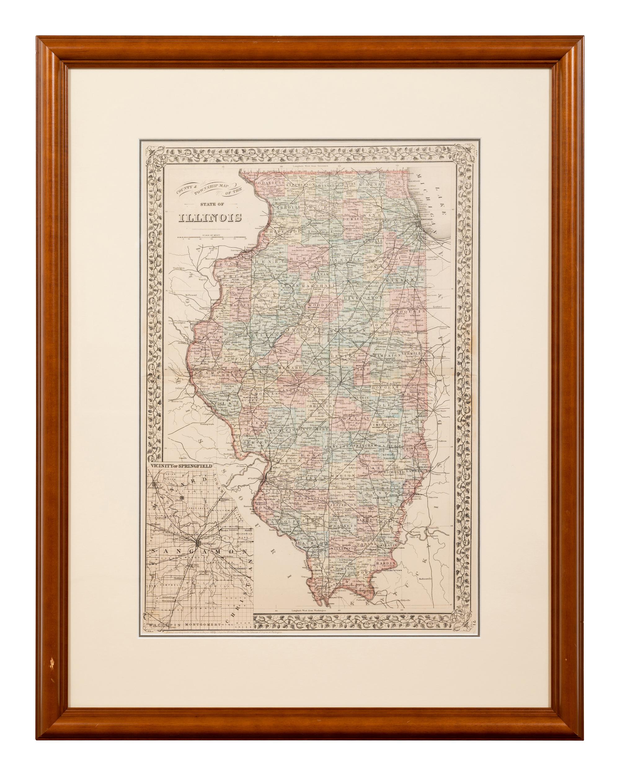 Five Framed Maps Pertaining to Illinois and the Surrounding States