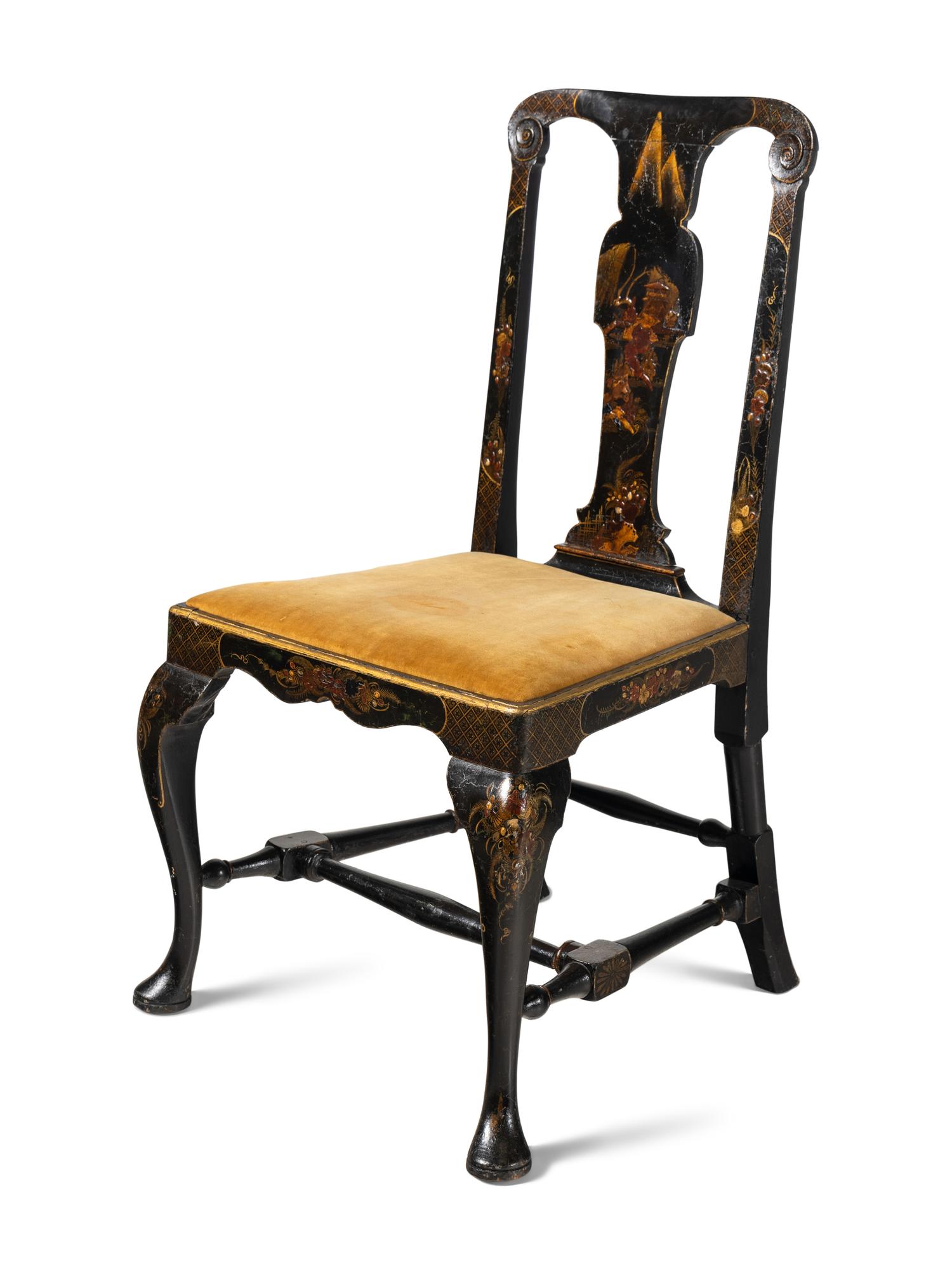 A Pair of Queen Anne Japanned Side Chairs