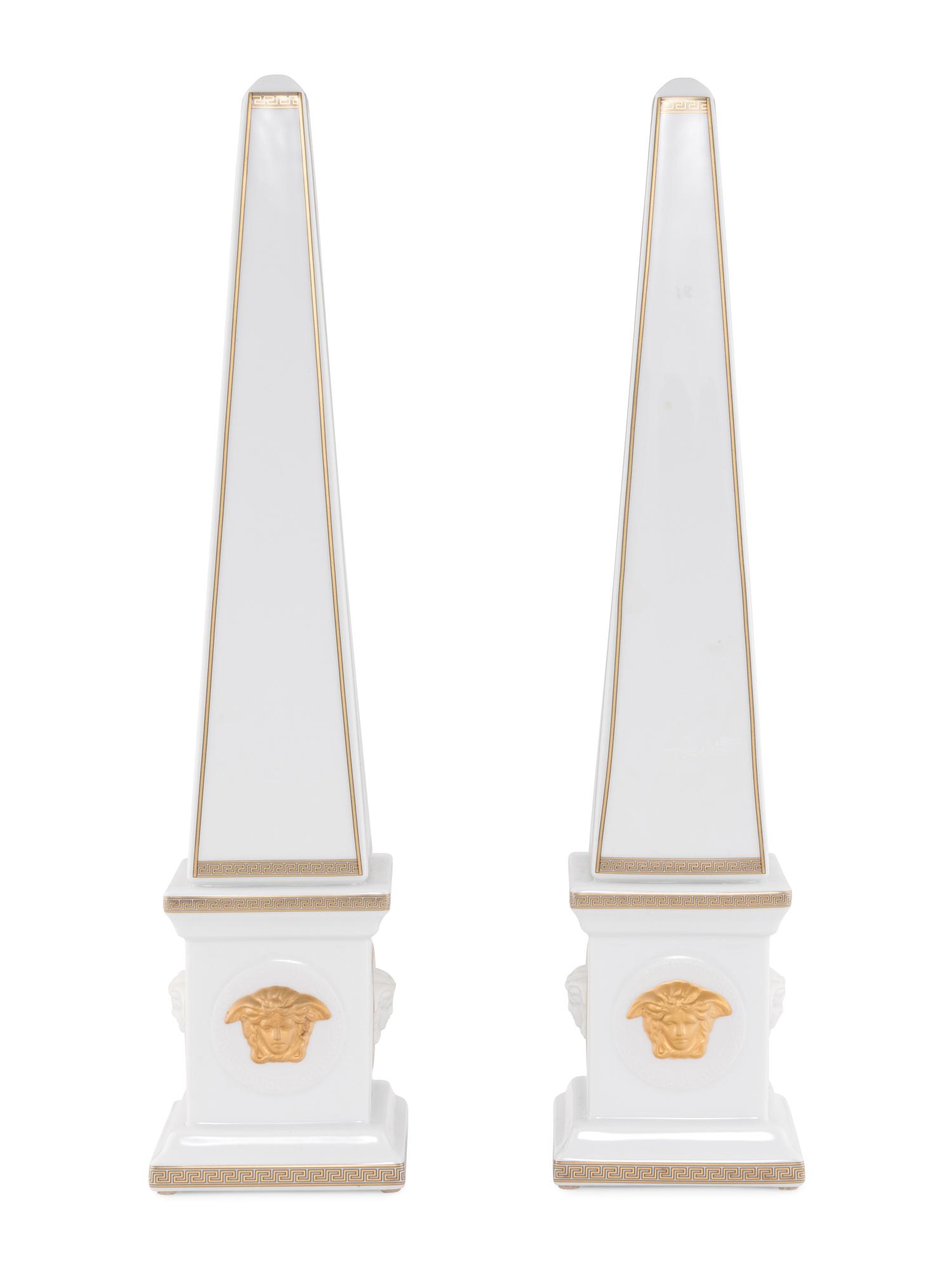 A Pair of Rosenthal For Versace Ceramic Obelisks