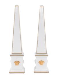 A Pair of Rosenthal For Versace Ceramic Obelisks
