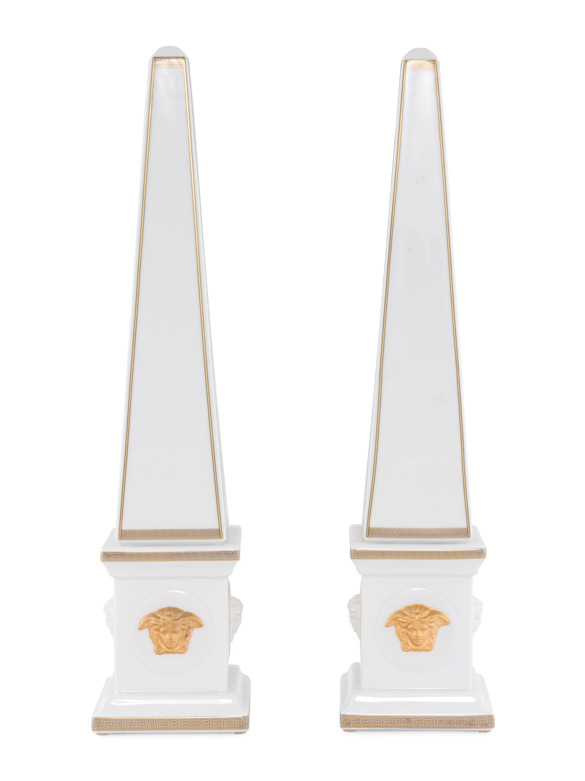 A Pair of Rosenthal For Versace Ceramic Obelisks