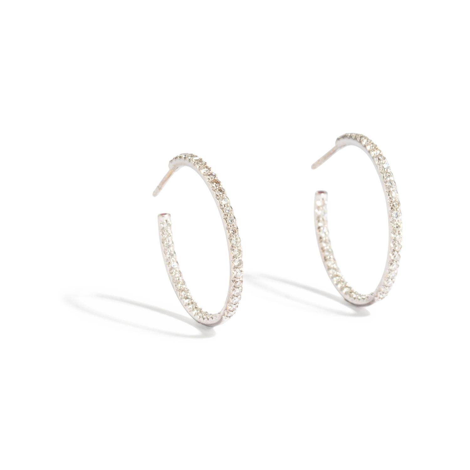ROBERTO COIN, DIAMOND HOOP EARRINGS