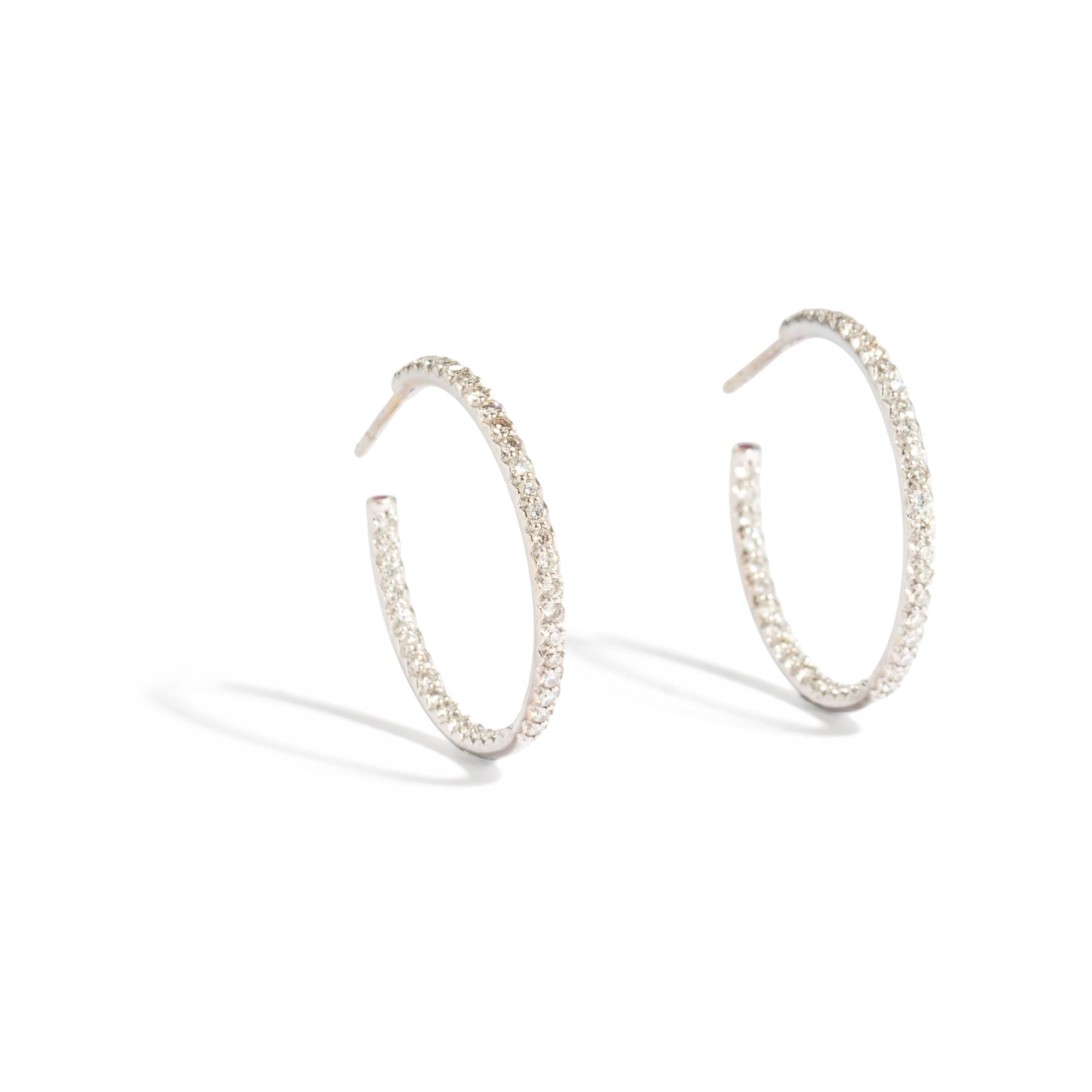 ROBERTO COIN, DIAMOND HOOP EARRINGS