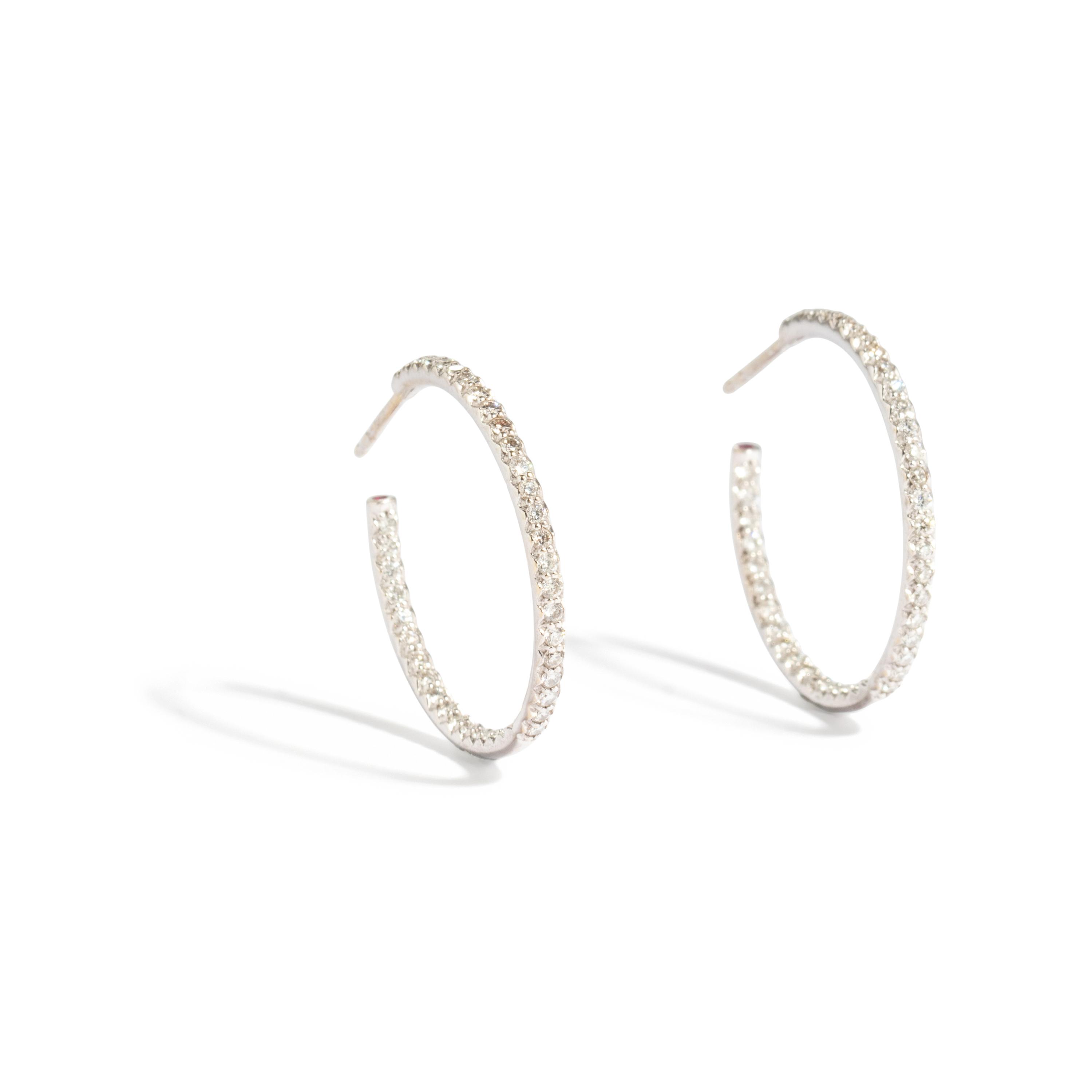 ROBERTO COIN, DIAMOND HOOP EARRINGS