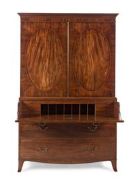 A George III Mahogany Bureau Cabinet